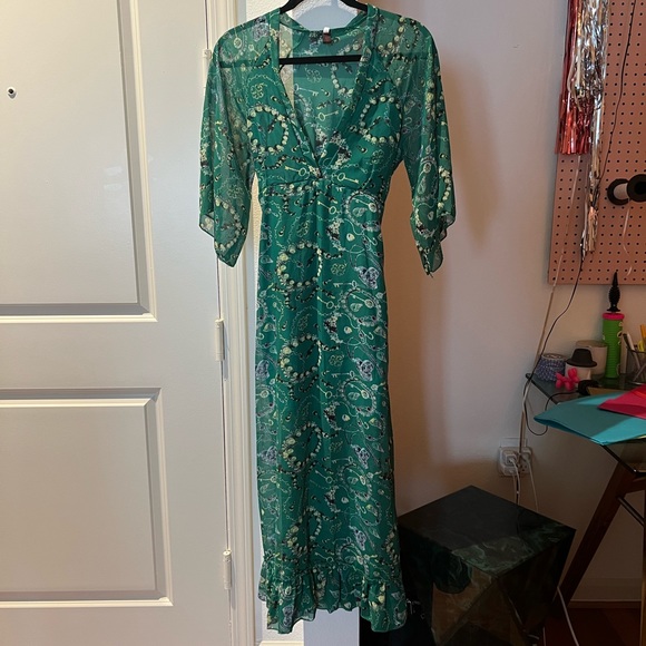 Green dress M with prints - Picture 5 of 5